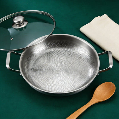 Handgehämmerte Titan-Pfanne mit zwei Griffen 12 Zoll