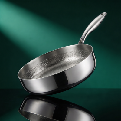 Handgehämmerte Titan-Pfanne mit hohem Rand 10 Zoll