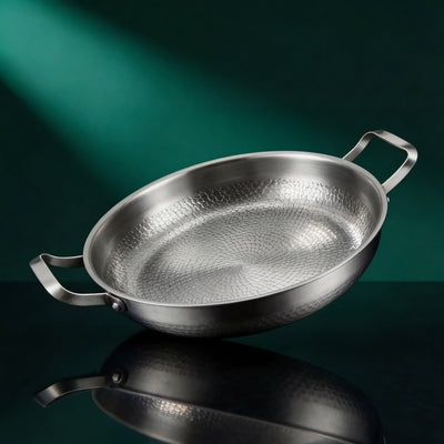 Handgehämmerte Titan-Pfanne mit zwei Griffen 12 Zoll