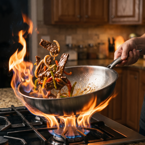 Handgehämmerter Titan-Wok 12 Zoll