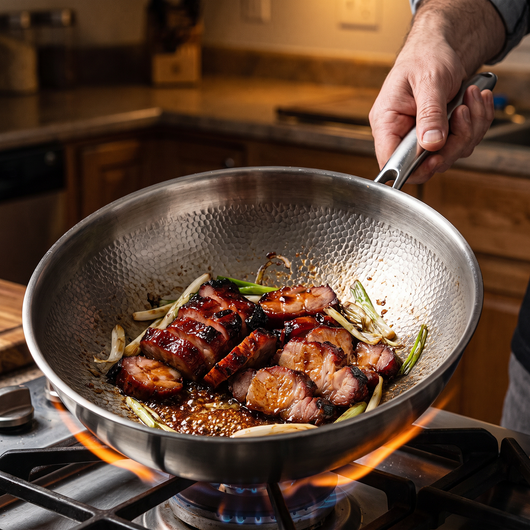 Handgehämmerter Titan-Wok 12 Zoll