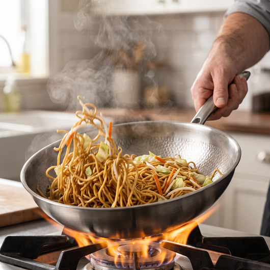 Handgehämmerter Titan-Wok 12 Zoll