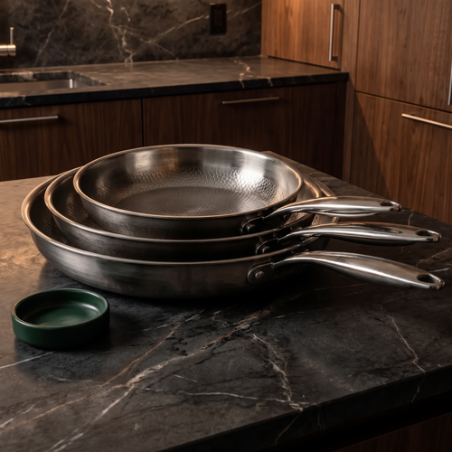 Handgehämmertes Titan-Pfannenset – 3-teilig, 9, 10, 11 Zoll