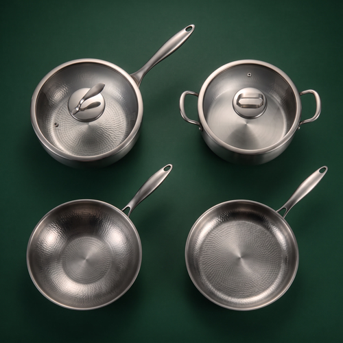 Handgehämmertes Titan-Essentials-Küchenset mit 2 Deckeln (10, 11 & 12 Zoll)