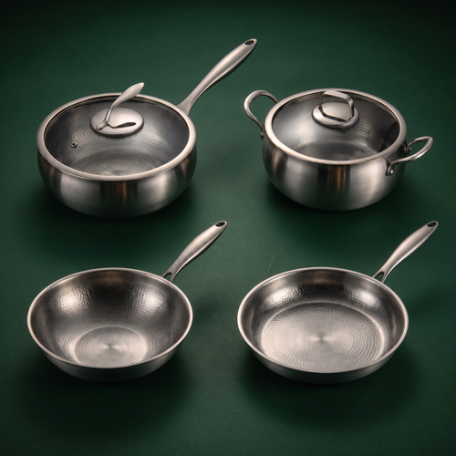 Handgehämmertes Titan-Essentials-Küchenset mit 2 Deckeln (10, 11 & 12 Zoll)