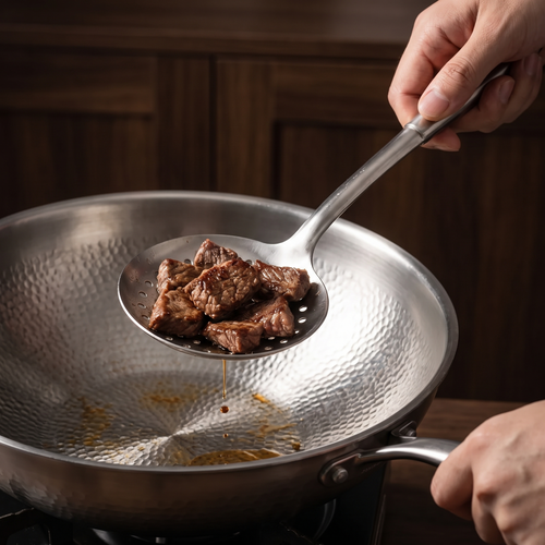 Handgehämmerter Titan-Wok & Bratpfanne (10 Zoll) mit Utensilien